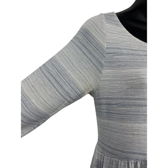 Fighting Eel Dress Size Medium M Women Gray Stripe 3/4 Sleeve A-Line Rayon VGUC - Picture 5 of 10